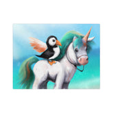 Unicorn Puffin Velveteen Minky Blanket - Super Soft Cute Blanket for Adults and Kids - SubtleBlueM